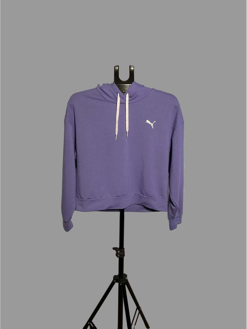 Puma Cropped Hoodie Drawstring Pullover Size M Purple